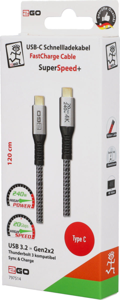 Daten-/Ladekabel Typ C 20 Gbps