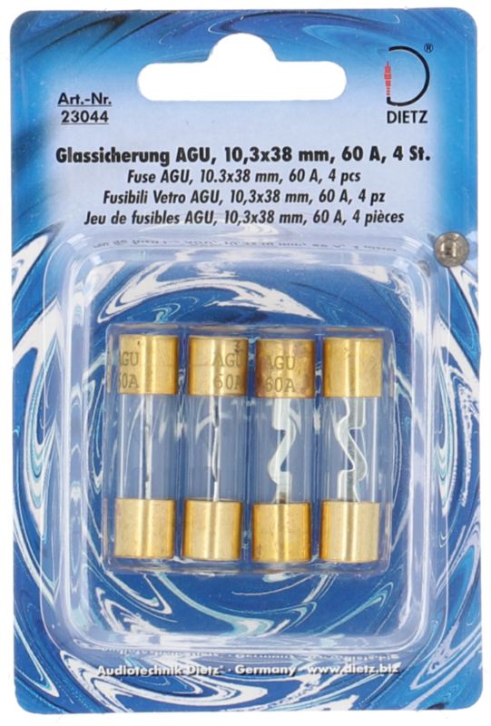 Fusible en verre 10.3x38mm, 60A, (4 pièces)
