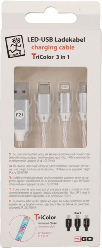 Ladekabel TriColor USB 3in1