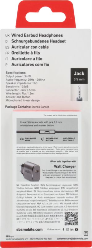 Écouteurs intra-auriculaires Câble Jack 3.5 mm