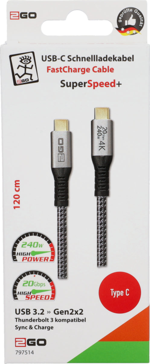 Daten-/Ladekabel Typ C 20 Gbps
