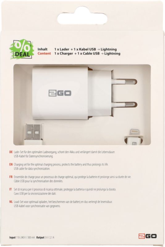 Netzladegerät-Set USB Lightning 2.1 A