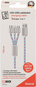 Ladekabel TriColor USB 3in1