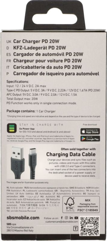 Chargeur de voiture USB type C 2.1 A