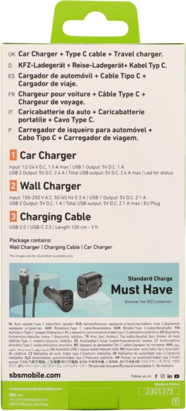 Travel Charger-Kit USB 2.4 A