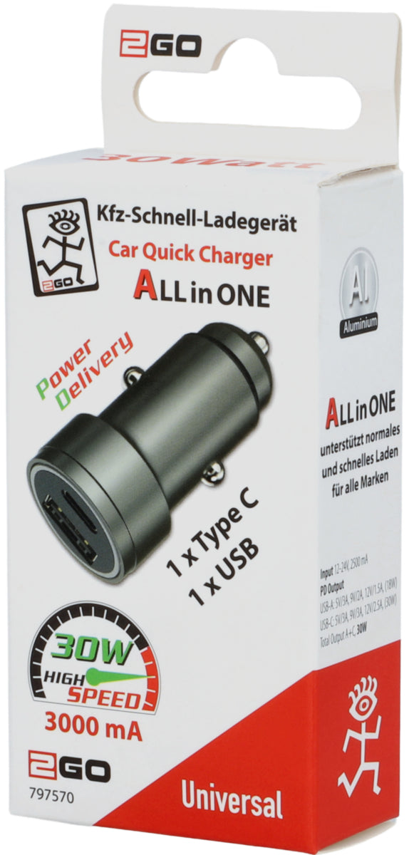 Car Charger PD USB Typ C 3.0 A 30 W