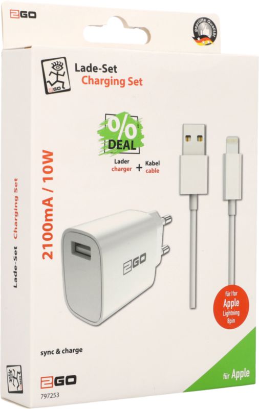 Netzladegerät-Set USB Lightning 2.1 A