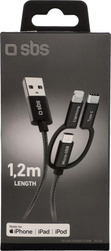 Câble de données/chargement USB 3 en 1
