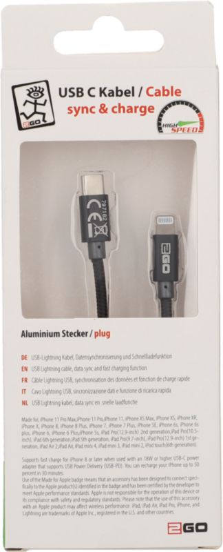 Daten-/Ladekabel Typ C Lightning MFI