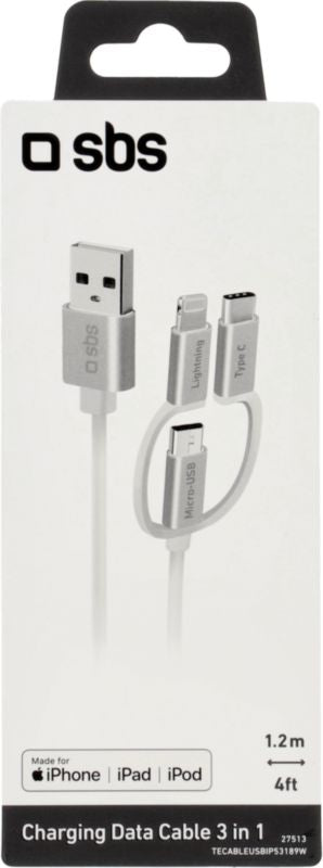 Câble de données/chargement USB A vers Micro USB/Éclairage/Type C