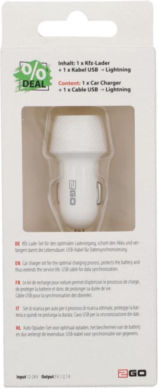 Car Charger-Set USB Lightning 2.1 A