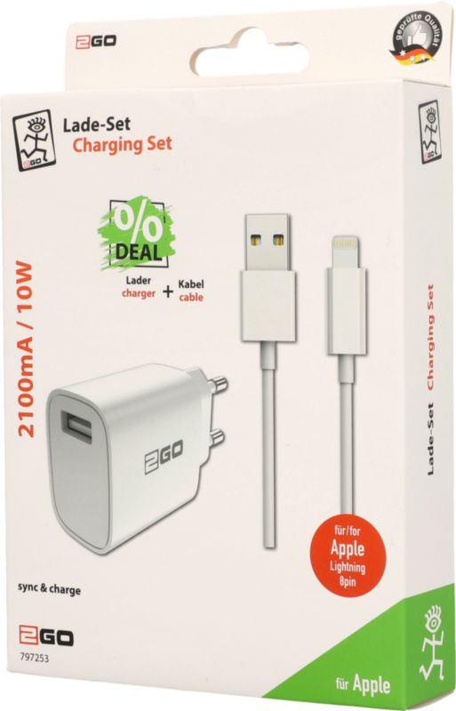 Netzladegerät-Set USB Lightning 2.1 A