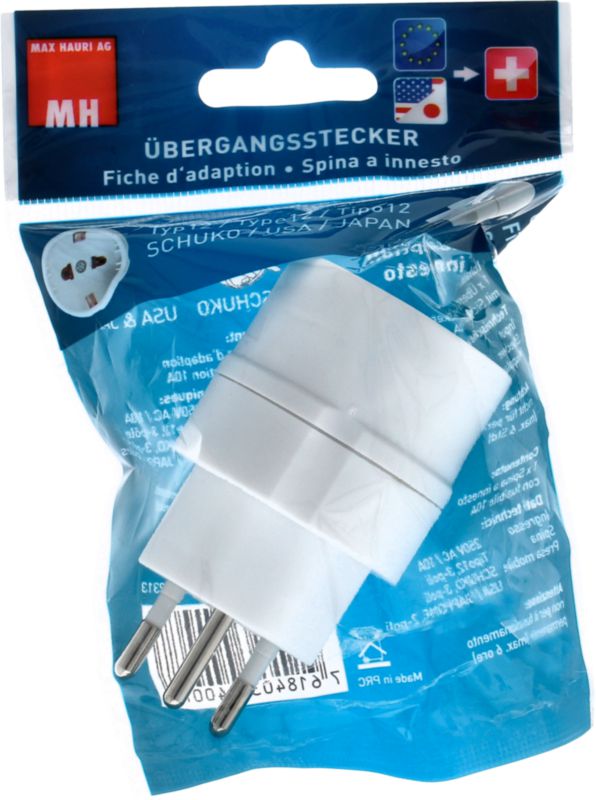 Adaptateur de voyage DE/US/JP vers CH