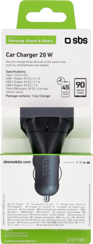 Chargeur voiture 3 x USB 4.1 A